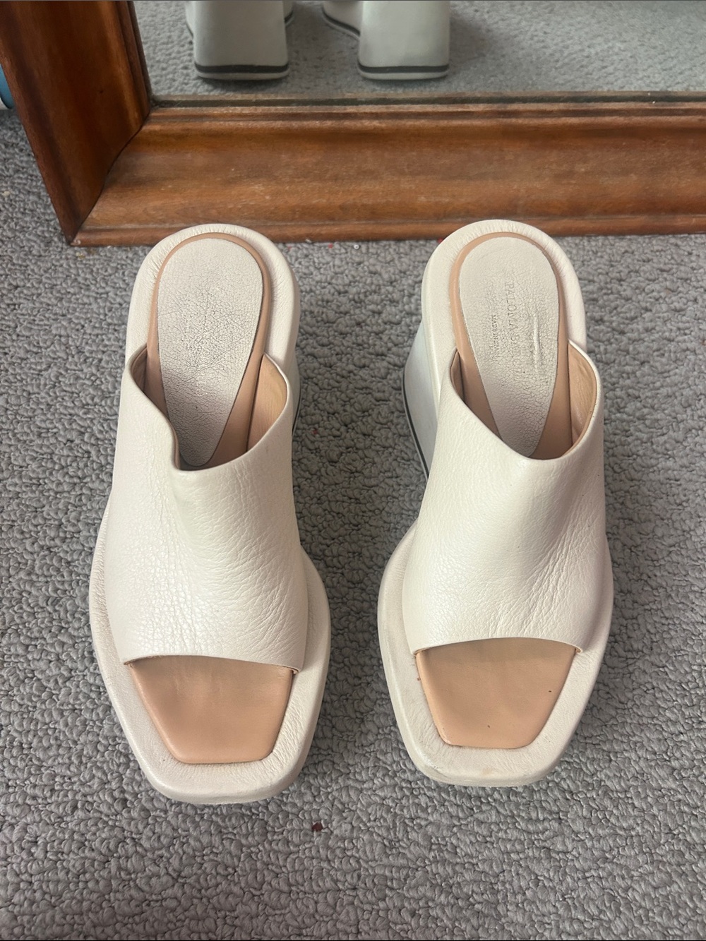 Paloma Barcelo Cream Platform Wedge Slide - Picture 9 of 14